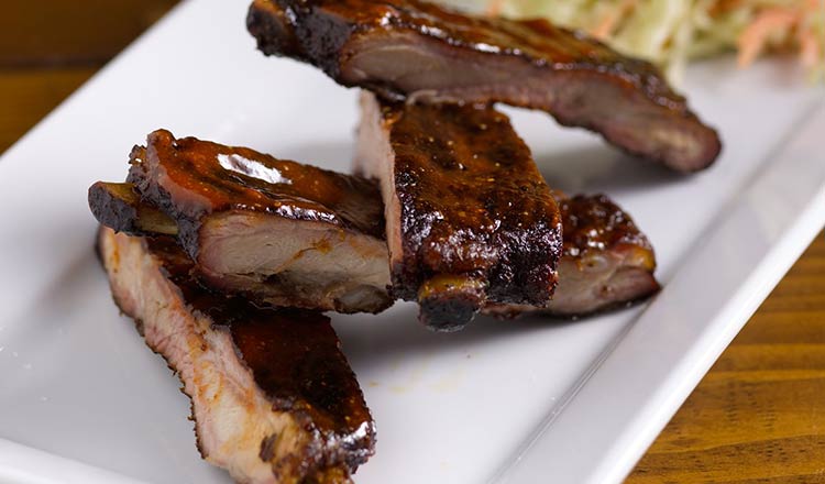 Ribs with Black Jack barbecue sauce