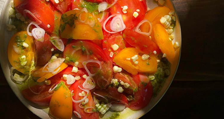Corn and Tomato Salad with Shallots and Herb Vinaigrette