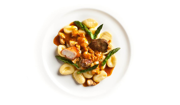 Potato Gnocchi with Asparagus, Rabbit, and Liver