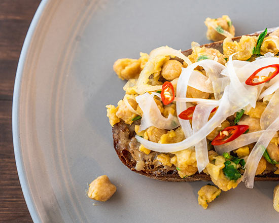 Chickpea toast with pickled fennel