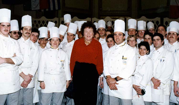 Julia Child with CIA student and faculty