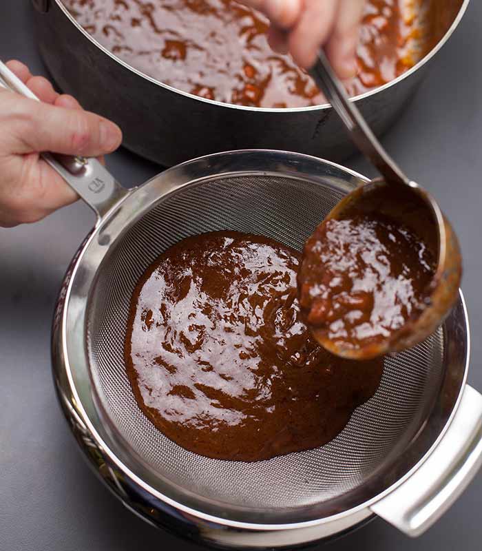 Straining braising liquid