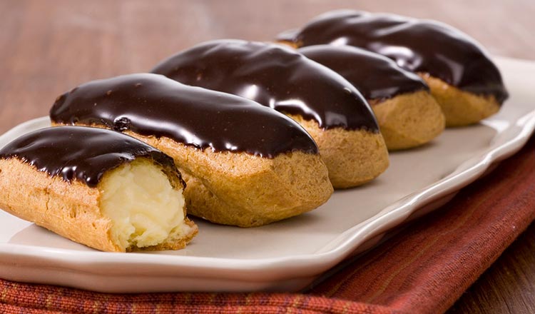 Chocolate glazed eclairs