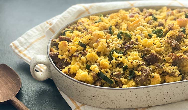 Cornbread Stuffing with Sausage and Green Chiles