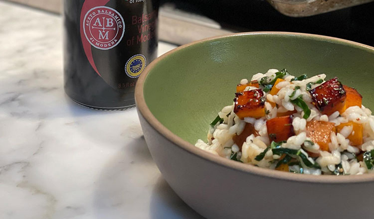 Balsamic Vinegar of Modena PGI-Roasted Pumpkin Risotto with Pistachios, Pumpkin Seeds, and Za’atar