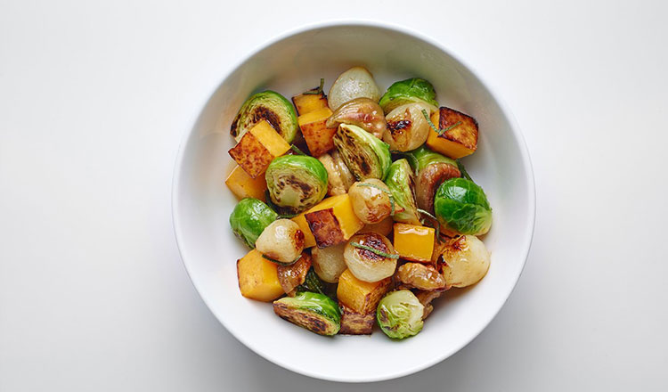 Roasted Brussels Sprouts with butternut squash