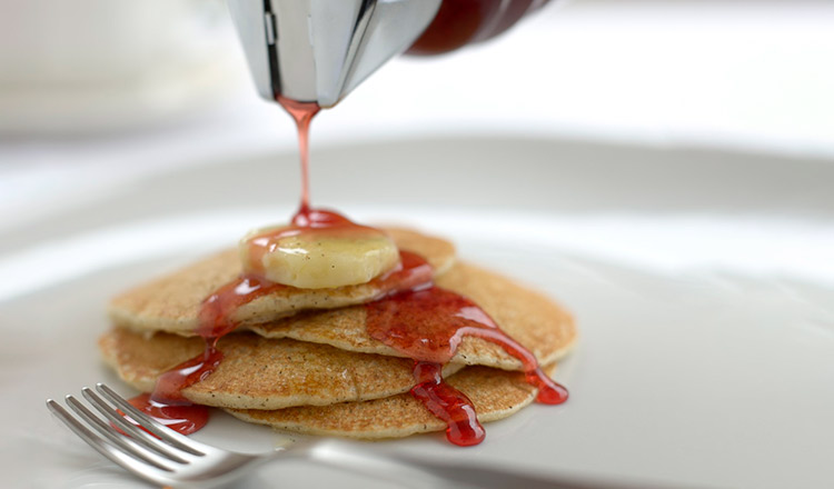 Hibiscus honey over pancakes