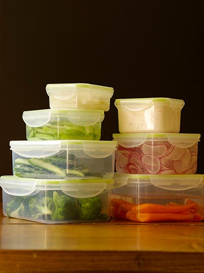 Vegetables in containers