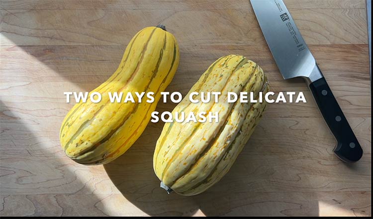 delicata squash on cutting board