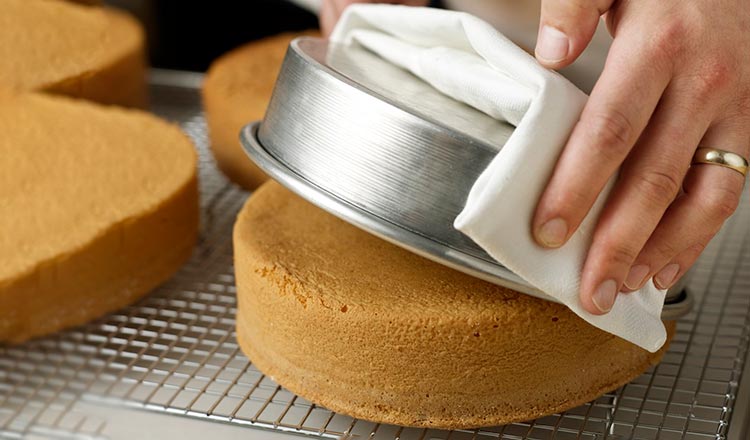 Removing cake from the pan