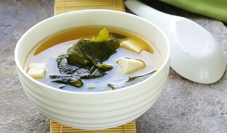 Bowl of miso soup with tofu