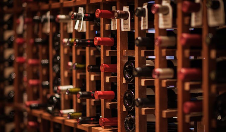 Wine in racks