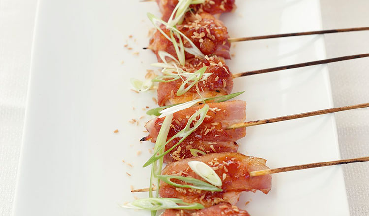 Bacon-Wrapped Shrimp Skewers with Sweet and Spicy Barbecue Sauce