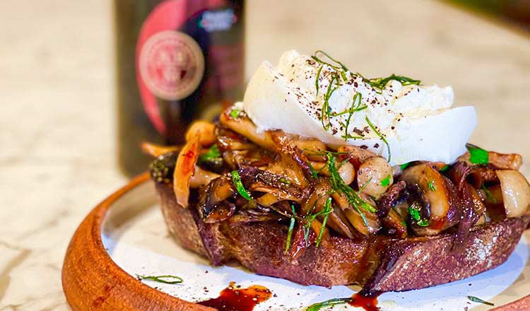 Balsamic Vinegar of Modena P.G.I. Mushroom Toasts with Burrata and Basil