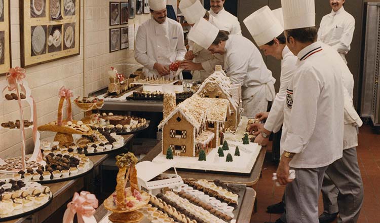 Chefs preparing gingerbread