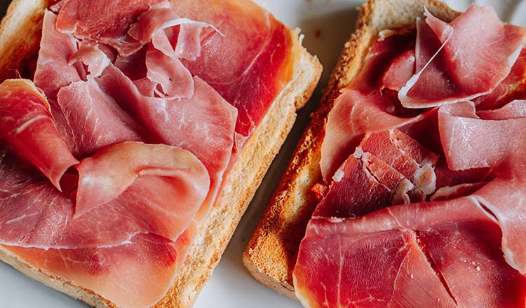 Toasts with serrano ham