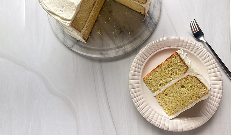 Slice of lemon buttermilk cake