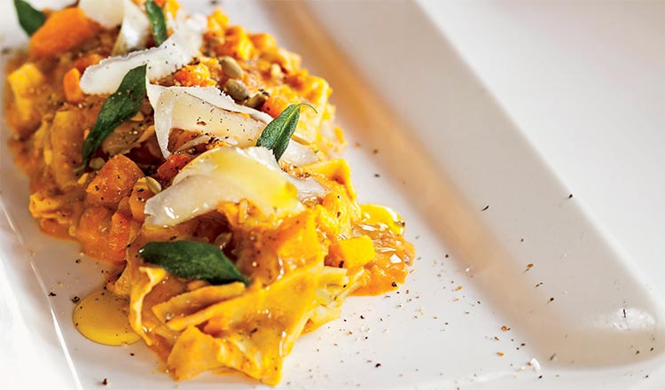 Butternut Squash Malfatti with Crispy Pumpkin Seeds