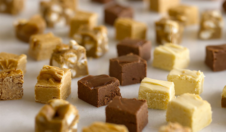 Assorted flavors of fudge