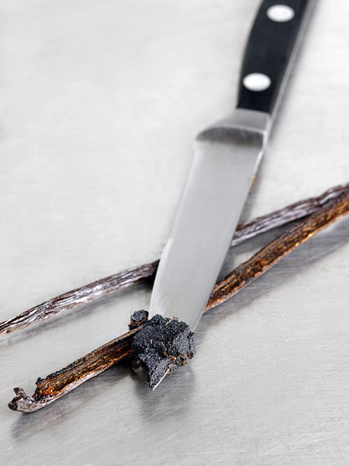vanilla bean scraped with a paring knife