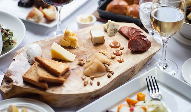 Cheese plate on a table