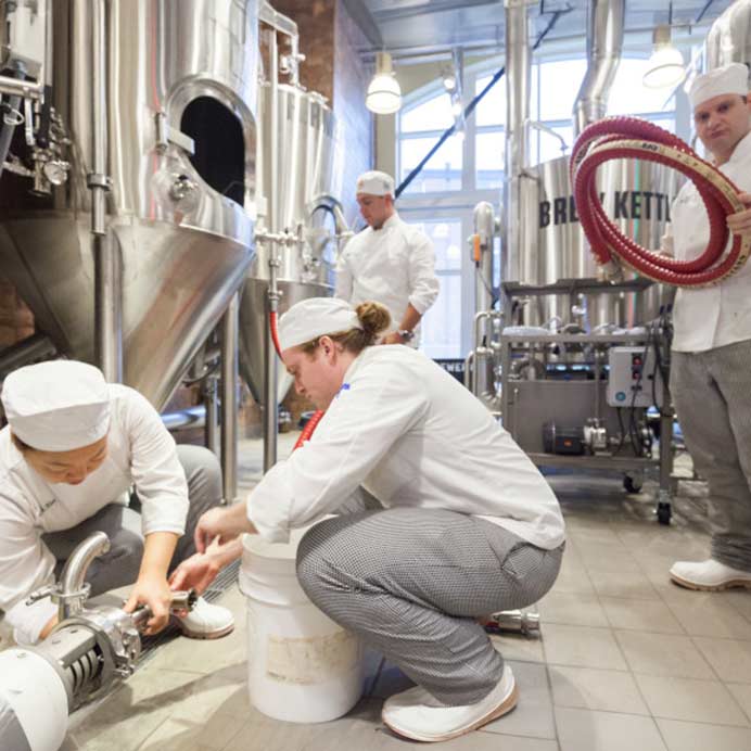 CIA students in their brewing class at CIA’s brewery in The Egg CIA students in their brewing class at CIA’s brewery in The Egg.