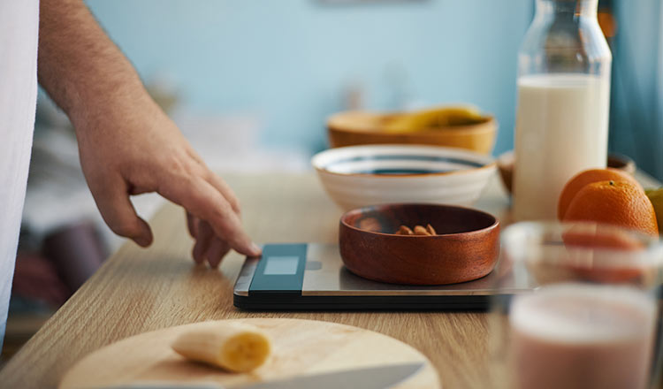 Measuring ingredients with a digital scale