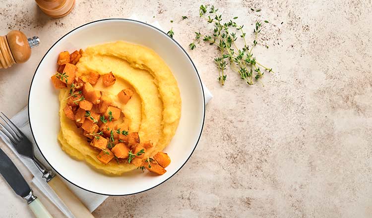 Polenta with roasted pumpkin and thyme