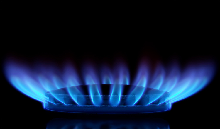 gas flame on a black background