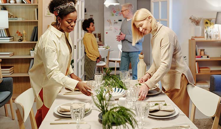 Setting the table for family dinner