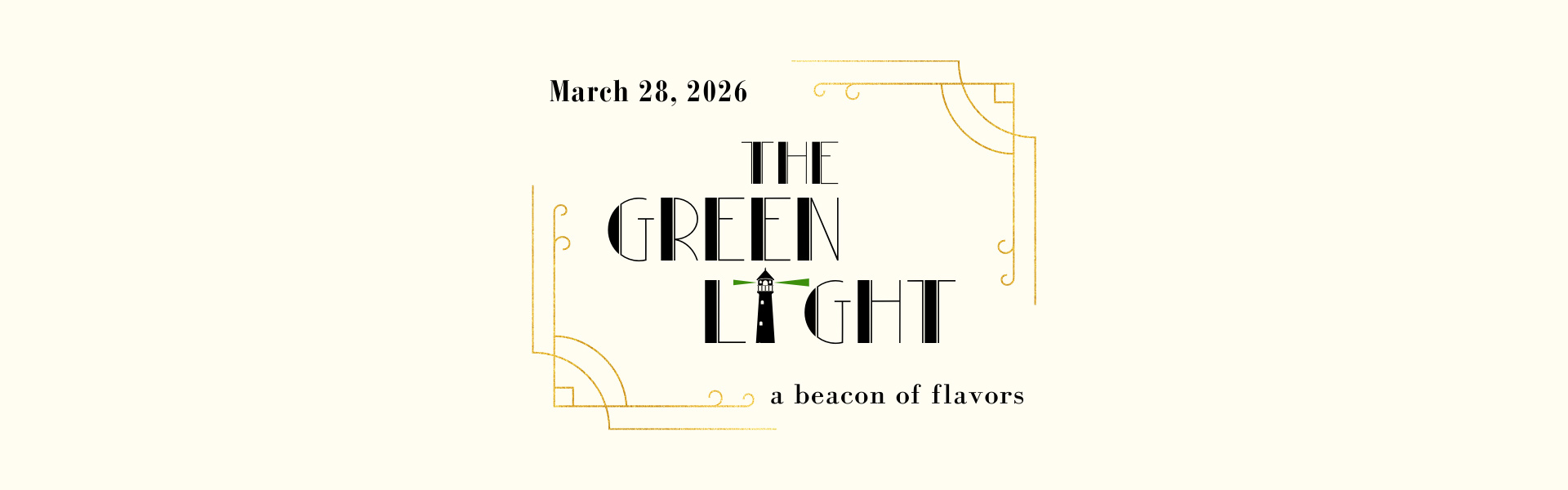 The Green Light: A Beacon of Flavors student charity dinner logo.