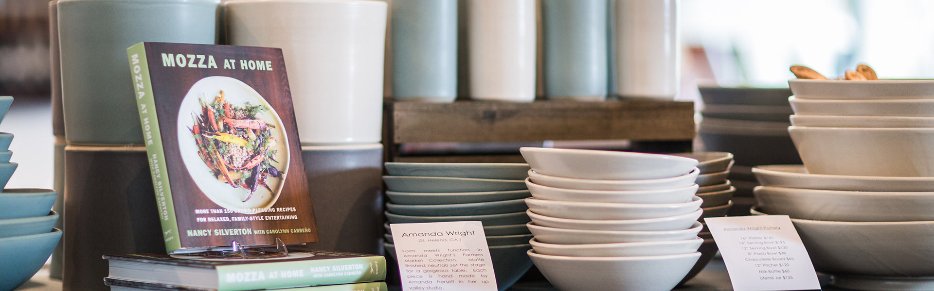 Marketplace at Copia retail space featuring curated kitchenware, cookware, and artisan goods.