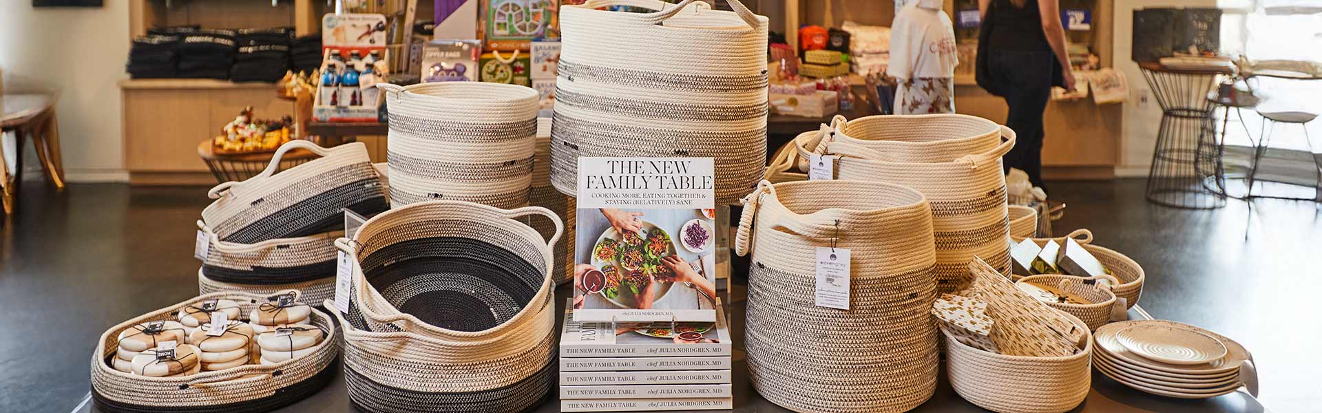Marketplace at Copia retail space featuring curated kitchenware, cookware, and artisan goods.