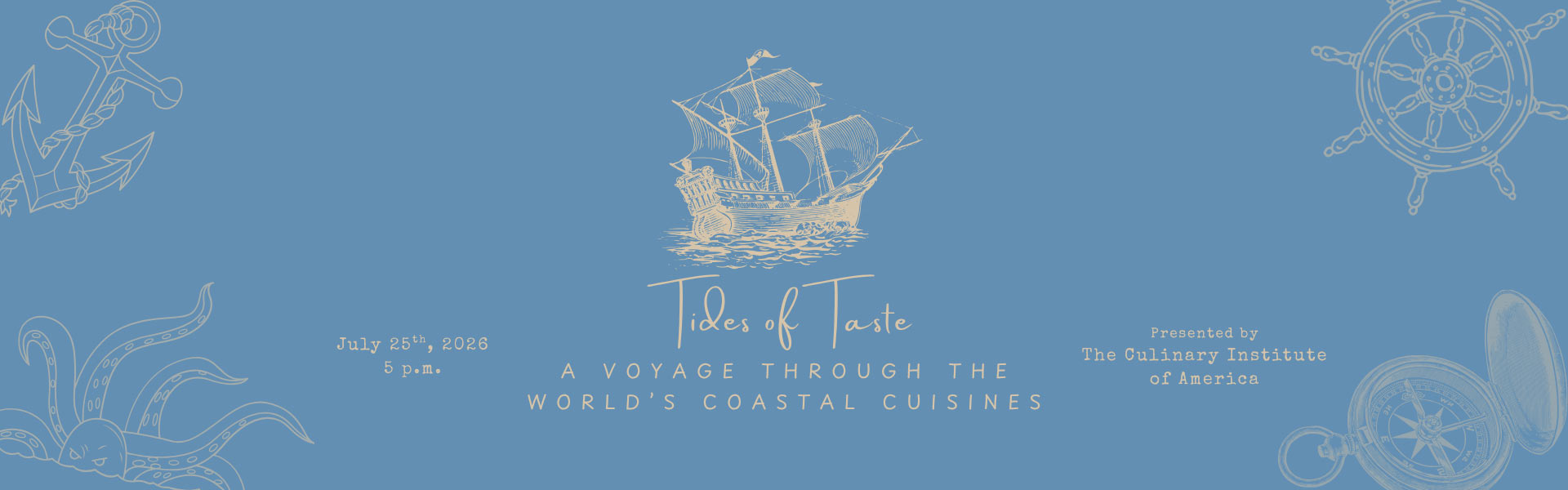 Tides of Taste: A Voyage Through the World’s Coastal Cuisines student charity dinner logo.