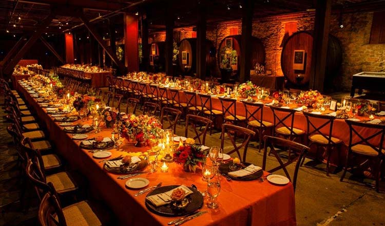 A special dining event in the beautiful Barrel Room at the CIA at Greystone campus.